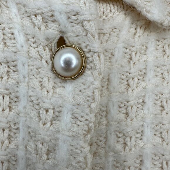 H&M Cream Texture-Knit Collar Gold & Pearl Button Cardigan Lady Jacket -NWOT - Picture 6 of 14